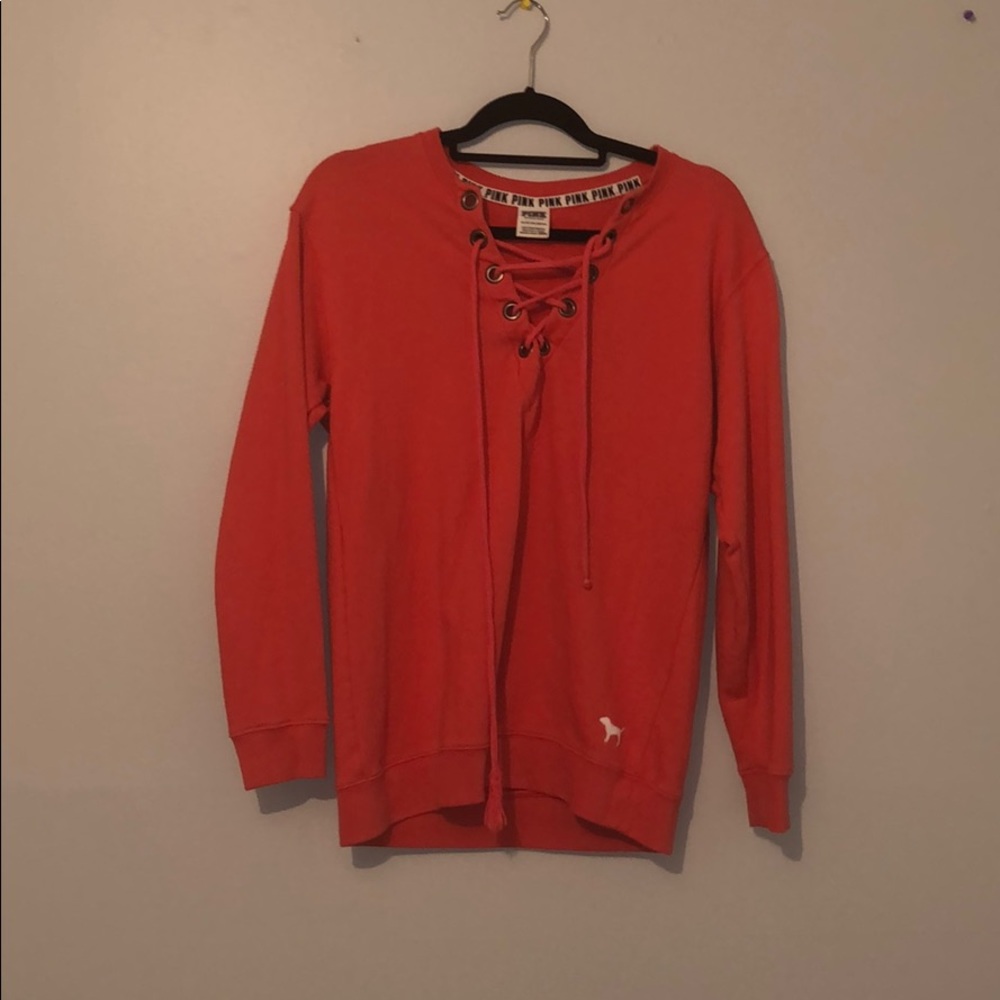 Orangey -pink PINK Victoria’s Secret sweatshirt